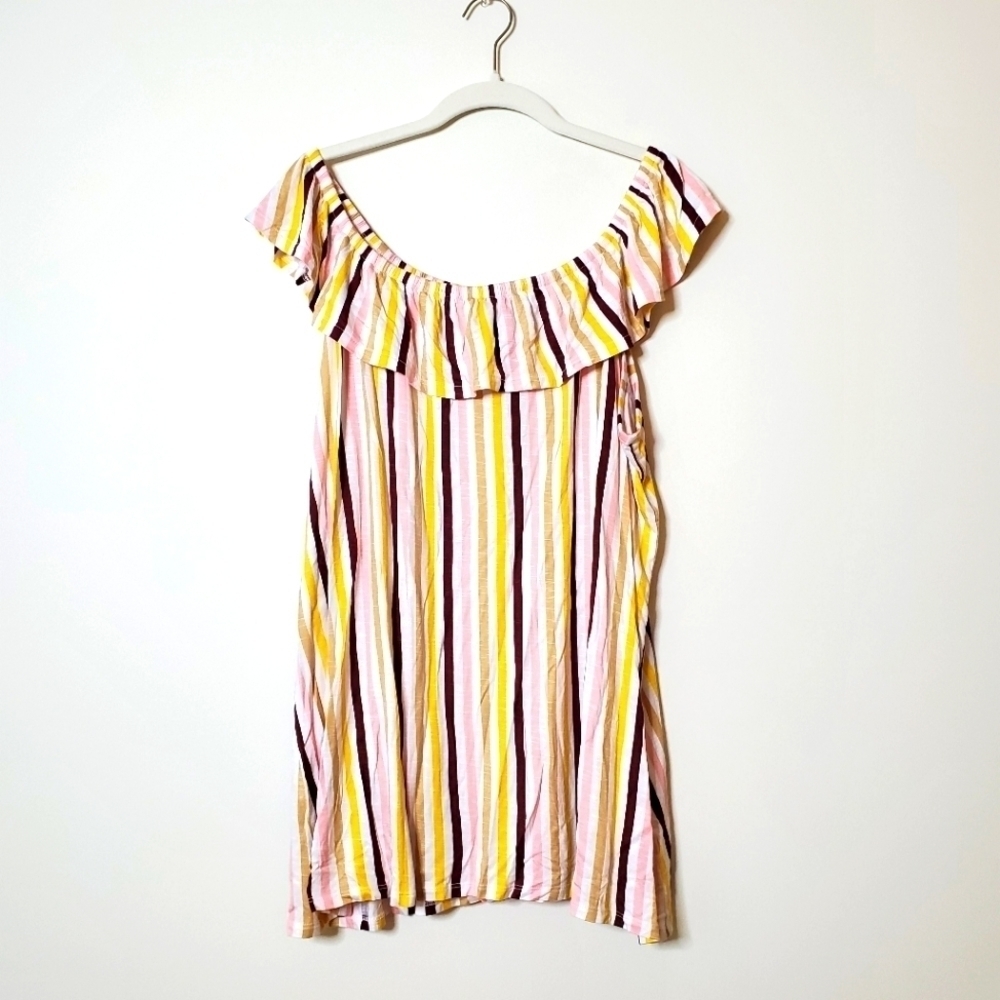 Lane Bryant Ruffle Striped Tank - Picture 2 of 8